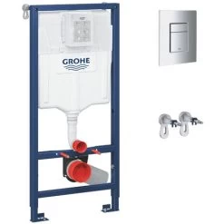 GROHE 38772001 Rapid Sl 3-in-1 Set For Wall-Hung Toilet With Wall Brackets And Skate Cosmopolitan Chrome Flush Plate -Comfort Bathroom Store 96357697 2