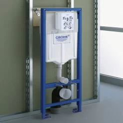 GROHE 38772001 Rapid Sl 3-in-1 Set For Wall-Hung Toilet With Wall Brackets And Skate Cosmopolitan Chrome Flush Plate -Comfort Bathroom Store 96357697 3