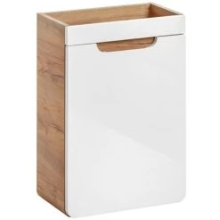 400 Vanity Unit Bathroom Cloakroom 40cm Sink Wall Small Cabinet White Gloss Oak Arub -Comfort Bathroom Store 96398765 4