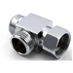 LITZEE Faucet Connector Shower Arm Brass 3 Way Diverter T For Hose Standard Connector - G1/2" System Hand Shower Replacement Part Shower Flow Control Splitter T Joint Adapter T - Brass Chrome Polished