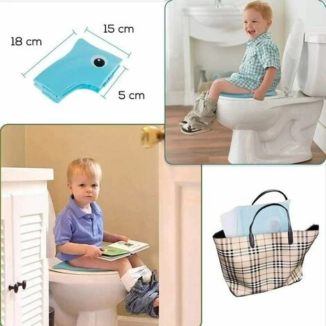 Foldable Travel Toilet Seat Child Portable Comfort Baby Toilet Seat PP Material With 4 Non-Slip Silicone Pads And 1 Carry Bag (Blue) 4 Foldable Travel Toilet Seat Child Portable Comfort Baby Toilet Seat PP Material With 4 Non-Slip Silicone Pads And 1 Carry Bag (Blue) - Image 2