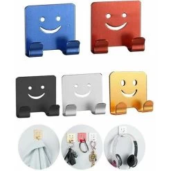 Set Of 5 Razor Holder Hooks, Multifunctional Aluminum Self-adhesive Hook, (5 Colors)-