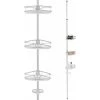 4 Tier Tension Corner Shower Caddy Rustproof Aluminum Bathroom Storage Shelves