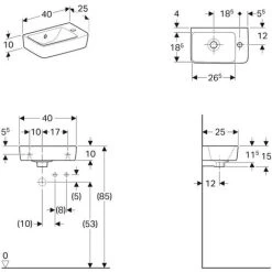Geberit Selnova Wash Basin 40x25 Cm, Right-hand Hole, White (501.517.00.1) -Comfort Bathroom Store 96882876 3