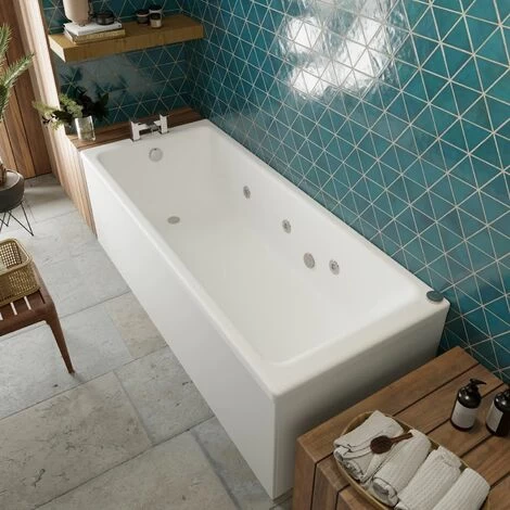 Vitura 1500x700mm Single Ended Square Whirlpool Bath 6 Jets Acrylic Bathroom 4 Vitura 1500x700mm Single Ended Square Whirlpool Bath 6 Jets Acrylic Bathroom - Image 2