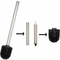 WC Toilet Brush, Removable Wall Mounted Toilet Brush Holder, Toilet Brush For Room Cleaning, Decorative Modern Design - Black -Comfort Bathroom Store 97099681 4