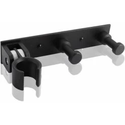 Universal Shower Holder With 2 Hooks, Aluminum Alloy Adjustable Wall Mounted Shower Holder, Self Adhesive Shower Head Holder For Shower Hose