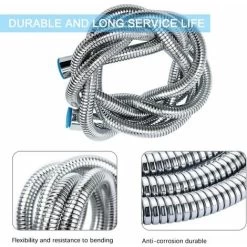 Stainless Steel Flexible Shower Hose For Bath, Replacement Anti-Twist Handheld Shower Hose, Double Locking (G1/2), Chrome 2m -Comfort Bathroom Store 97101153 5