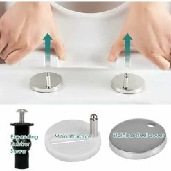 2 Pack Top Mount Toilet Seat Hinges Quick Release Blind Hole Toilet Seat Hinges Replacement Accessories Extension Rubber Screws With 50 Base -Comfort Bathroom Store 97103750 3