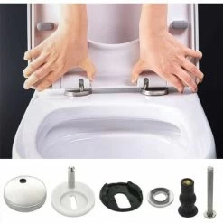 2 Pack Top Mount Toilet Seat Hinges Quick Release Blind Hole Toilet Seat Hinges Replacement Accessories Extension Rubber Screws With 50 Base -Comfort Bathroom Store 97103750 5