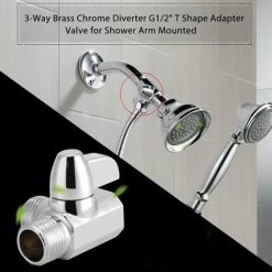 Shower Diverter, Universal Chrome Brass 3 Way Diverter Adapter G1/2 T Shape Valve Adapter For Shower Arm Mounted -Comfort Bathroom Store 97104943 3