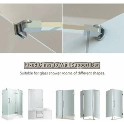 40cm Stainless Steel Frameless Shower Door Panel Fixed Wall-to-glass Support Bar For 8mm 10mm Thick Glass, -Comfort Bathroom Store 97454311 5