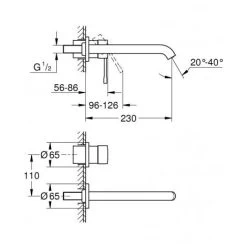 Grohe Essence Single Lever Basin Mixer Set 2-hole Basin Mixer Size L Hard Graphite Brushed + Concealed Body (19967AL1-SET) -Comfort Bathroom Store 97467462 4