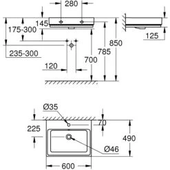 Grohe Cube Ceramic Wash Basin 60, Wall Fixings Not Included, Alpine White (3947300H) 7 Grohe Cube Ceramic Wash Basin 60, Wall Fixings Not Included, Alpine White (3947300H) -Comfort Bathroom Store 97477760 3