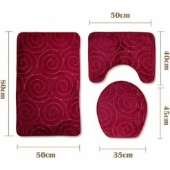 New Anti-Slip Bath Mats,3 Piece Bathroom Mats Contour Bathroom Mat Set Carpet Toilet WC(Red) 9 New Anti-Slip Bath Mats,3 Piece Bathroom Mats Contour Bathroom Mat Set Carpet Toilet WC(Red) -Comfort Bathroom Store 97685310 3