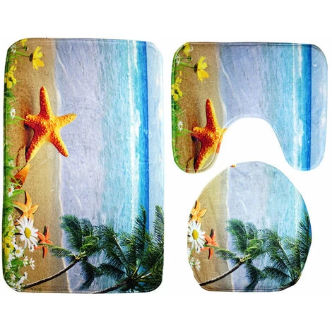 Non-Slip Three-Piece Bath Mat Set Bathroom Toilet Contour Rug Covers Toilet Seat Cover 6 Non-Slip Three-Piece Bath Mat Set Bathroom Toilet Contour Rug Covers Toilet Seat Cover - Image 4