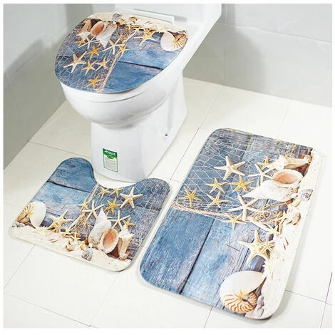 Non-Slip Three-Piece Bath Mat Set Bathroom Toilet Contour Rug Covers Toilet Seat Cover 7 Non-Slip Three-Piece Bath Mat Set Bathroom Toilet Contour Rug Covers Toilet Seat Cover - Image 5