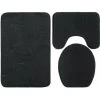 Set Of 3 Non-Slip Mats For Memory Foam Absorbent Bathroom Mats, Toilet Lid Cover, U-Shaped Protective Mat, Black -Comfort Bathroom Store 97693355 1