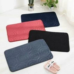 Set Of 3 Non-Slip Mats For Memory Foam Absorbent Bathroom Mats, Toilet Lid Cover, U-Shaped Protective Mat, Black -Comfort Bathroom Store 97693355 3