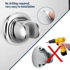 Self Adhesive Shower Head Holder, Universal Adjustable Angle Hand Shower Holder, Wall Mounted For Bathroom, ABS Chrome -Comfort Bathroom Store 97696763 4