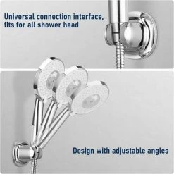 Self Adhesive Shower Head Holder, Universal Adjustable Angle Hand Shower Holder, Wall Mounted For Bathroom, ABS Chrome -Comfort Bathroom Store 97696763 5