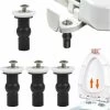 Toilet Seat Toilet Seat Hinge Fixings, 4 Rubber Expansion Bolts, Stainless Steel Toilet Fixing Screws, Replacement Fixing Bezel Fits All Toilets(14mm)