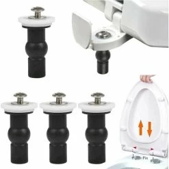 Toilet Seat Toilet Seat Hinge Fixings, 4 Rubber Expansion Bolts, Stainless Steel Toilet Fixing Screws, Replacement Fixing Bezel Fits All Toilets(14mm)