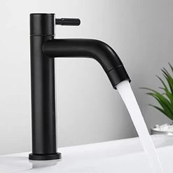 Bathroom Sink Faucet,Stainless Steel Single Basin Faucet,Elegant Retro Design,Matte Black Matte Black For Bathroom,Cold Single,Toilet -Comfort Bathroom Store 97811045 3
