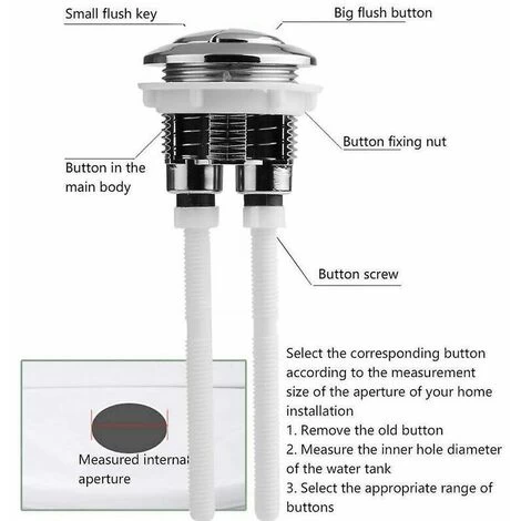 Flush Mechanism Set Of 1 Universal Toilet Cistern Push Buttons - 38mm - Pop Up Button - Standard Flush Button 5 Flush Mechanism Set Of 1 Universal Toilet Cistern Push Buttons - 38mm - Pop Up Button - Standard Flush Button - Image 3