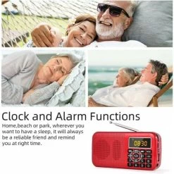 Portable Radio, FM Radio With Large Capacity Rechargeable Battery (3000mAh), MP3 / SD / USB / AUX Support,Red -Comfort Bathroom Store 97815195 3