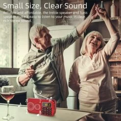 Portable Radio, FM Radio With Large Capacity Rechargeable Battery (3000mAh), MP3 / SD / USB / AUX Support,Red -Comfort Bathroom Store 97815195 4