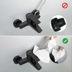 Black Bathtub Tap With 5-jet Hand Shower, Wall-Mounted Shower Mixer With 1.5m Hose And Bracket, Wall-Mounted Brass Single-Handle Bath Faucet For Bathroom -Comfort Bathroom Store 97815364 5