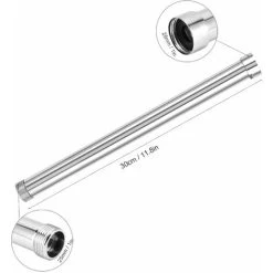 30cm Shower Arm, G3/4 Shower Arm Extension, Shower Head Extender, Lower Head Chrome Copper Tube Accessory Shower Head Extension (10 Inches) -Comfort Bathroom Store 97815397 3