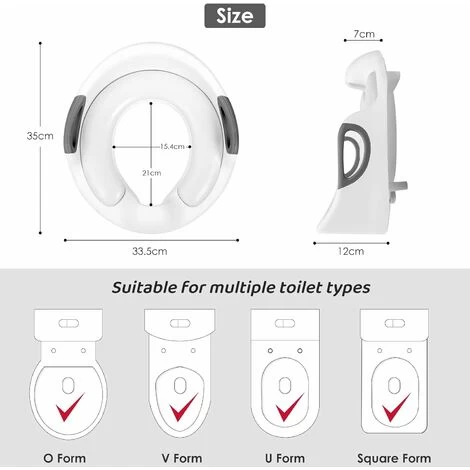 Child Toilet Reducer, Baby Toilet Seat, Child Toilet Seat, Non-Slip Toilet Reducer, Round/Oval Toilet With Handle/Cushion/Backrest, Easy To Clean, White 5 Child Toilet Reducer, Baby Toilet Seat, Child Toilet Seat, Non-Slip Toilet Reducer, Round/Oval Toilet With Handle/Cushion/Backrest, Easy To Clean, White - Image 3