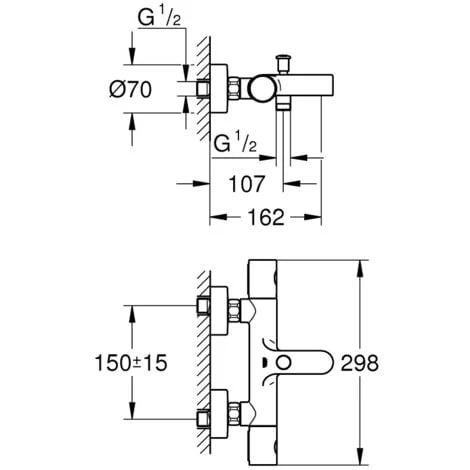 Grohe Precision Get Thermostatic Mixer Bath / Shower 1/2 (34774000) 4 Grohe Precision Get Thermostatic Mixer Bath / Shower 1/2 (34774000) - Image 2