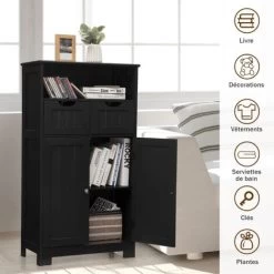 Bathroom Floor Cabinet Wooden Storage Cupboard With Adjustable Shelf & Doors -Comfort Bathroom Store 97853547 3