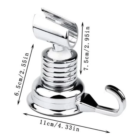 Shower Head Holder, Suction Cup Shower Holder, 360° Rotating Shower Holder, Adjustable Shower Holder, Wall Mount Shower Head, No Drilling, For Bathroom (Silver) 4 Shower Head Holder, Suction Cup Shower Holder, 360° Rotating Shower Holder, Adjustable Shower Holder, Wall Mount Shower Head, No Drilling, For Bathroom (Silver) - Image 2