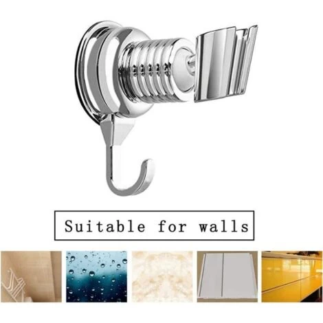 Shower Head Holder, Suction Cup Shower Holder, 360° Rotating Shower Holder, Adjustable Shower Holder, Wall Mount Shower Head, No Drilling, For Bathroom (Silver) 7 Shower Head Holder, Suction Cup Shower Holder, 360° Rotating Shower Holder, Adjustable Shower Holder, Wall Mount Shower Head, No Drilling, For Bathroom (Silver) - Image 5