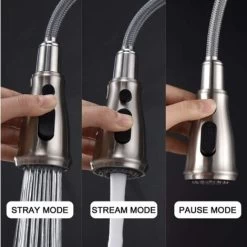 Kitchen Tap Spray Head, 3 Modes Taps Aerator With Control Button Anti-Splash Universal G 1/2 Pull Out Sink Tap Sprayer Attachment Water Saving,Electroplated Silver -Comfort Bathroom Store 97905157 3