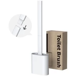 Flex Silicone Toilet Brush With Holder, Deep Cleaning Toilet Brush With Non-Slip Plastic Handle, Folding Bowl Head For Cleaning The Toilet Corner，Black