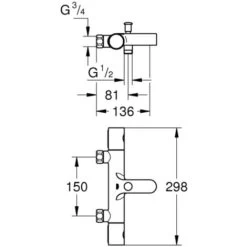 Grohe Bath/shower Set Grohtherm 800 Thermostatic Mixer + 1 Jet Shower Stick, Chrome (34770000-CUBESTICK) -Comfort Bathroom Store 98284145 4