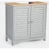 VonHaus Under Sink Bathroom Cabinet – Under Basin Storage Unit – Freestanding Grey 2 Door Cupboard With Adjustable Shelving – Wooden Furniture For Bathroom