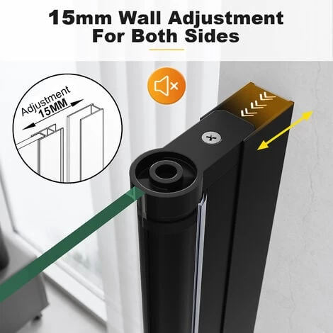 ELEGANT Frameless Pivot Shower Door Enclosure 5mm Safety Glass Reversible Shower Cubicle Door Black 700mm 5 ELEGANT Frameless Pivot Shower Door Enclosure 5mm Safety Glass Reversible Shower Cubicle Door Black 700mm - Image 3