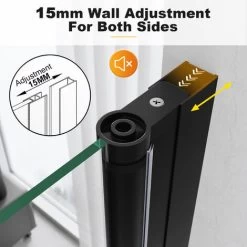 ELEGANT 760mm Frameless Pivot Shower Door Enclosure 5mm Safety Glass Reversible Shower Cubicle Door Black -Comfort Bathroom Store 98565832 4