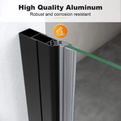 ELEGANT 760mm Frameless Pivot Shower Door Enclosure 5mm Safety Glass Reversible Shower Cubicle Door Black -Comfort Bathroom Store 98565832 5