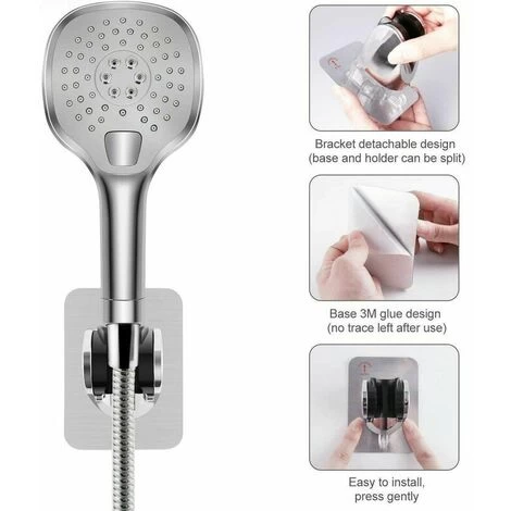 2 Pack No Drilling Hand Held Shower Holder Adjustable Angle Super Waterproof Shower Head Base 4 2 Pack No Drilling Hand Held Shower Holder Adjustable Angle Super Waterproof Shower Head Base - Image 2