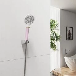 EMKE Shower Head And Hose Set Powerful Flow Shower Head Water Filter Shower 1.5M Hose IF And Red Dot Design Award-Winning Showerhead, Pink