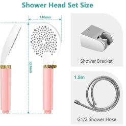 EMKE Shower Head And Hose Set Powerful Flow Shower Head Water Filter Shower 1.5M Hose IF And Red Dot Design Award-Winning Showerhead, Pink -Comfort Bathroom Store 98819568 5
