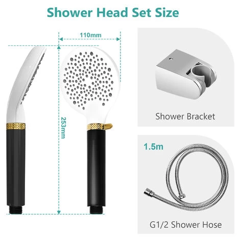 EMKE Shower Head And Hose Set Powerful Flow Shower Head Water Filter Shower 1.5M Hose IF And Red Dot Design Award-Winning Showerhead, Black 7 EMKE Shower Head And Hose Set Powerful Flow Shower Head Water Filter Shower 1.5M Hose IF And Red Dot Design Award-Winning Showerhead, Black - Image 5