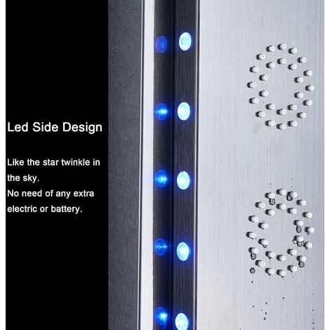 LED Shower Panel Column Tower With Waterfall,Rainfall Shower Head,Body Jets,Handheld Shower And Bath Spout 5 In 1 Multiple Function Shower System For Bathroom Black 6 LED Shower Panel Column Tower With Waterfall,Rainfall Shower Head,Body Jets,Handheld Shower And Bath Spout 5 In 1 Multiple Function Shower System For Bathroom Black - Image 4